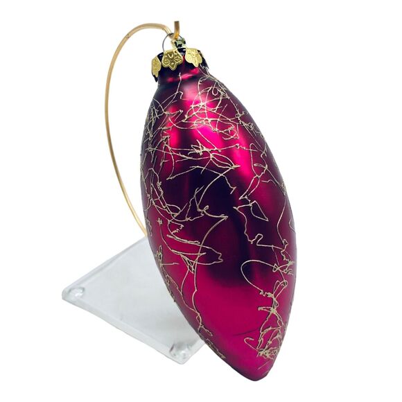 MCM Teardrop Ornament Spaghetti String Swirl Mercury Glass Purple Red Gold 7” - Picture 1 of 8